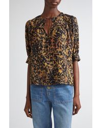 Ulla Johnson - Blaire Leopard Print Short Sleeve Top - Lyst