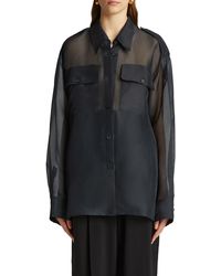 Khaite - Missa Oversize Sheer Silk Georgette Button-up Shirt - Lyst