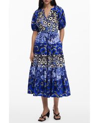 Desigual - Mixed Print Tiered Midi Dress - Lyst