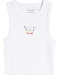 GOLDEN HOUR - Rainbow Butterfly Embroidered Cotton Tank - Lyst