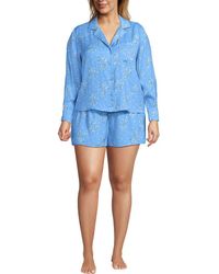 Lands' End - Plus Size Matte Satin 2 Piece Pajama Set - Lyst