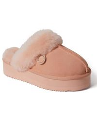 Dearfoams - Fireside Melton Genuine Shearling Platform Scuff Slipper - Lyst