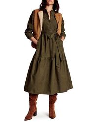 Boden - Cecily Belted Long Sleeve Cotton Corduroy Midi Dress - Lyst