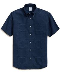 Brooks Brothers - Regular Fit Patchwork Jacquard Short Sleeve Cotton Button-Down Shirt - Lyst