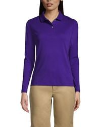 Lands' End - School Uniform Long Sleeve Feminine Fit Mesh Polo Shirt - Lyst