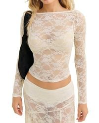 Reformation - Adriano Sheer Floral Stretch Lace Top - Lyst