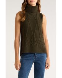 Gibsonlook - Cable Stitch Sleeveless Turtleneck Sweater - Lyst