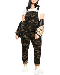 City Chic Jean Camo Skinny Overalls - Black