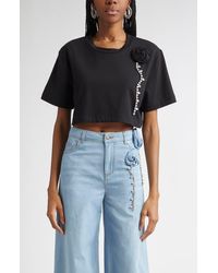 Area - Crystal Rosette Crop T-Shirt - Lyst