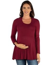 24seven Comfort Apparel - Maternity Long Sleeve Swing Style Flared Tunic Top - Lyst