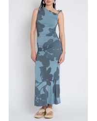 Muse Assembly - Placement Print Ruched Side Maxi Dress - Lyst