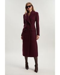 Karen Millen - Wool Double Breasted Tailored Midi Coat - Lyst