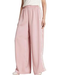 adidas - Satin Ruffle 3-Stripes Wide Leg Track Pants - Lyst