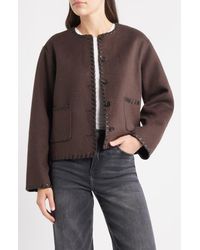 Rails - Melanie Leather Whipstitch Wool Blend Jacket - Lyst
