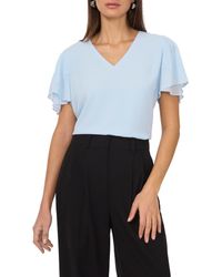 Vince Camuto - V-Neck Tulip Sleeve Chiffon Top - Lyst