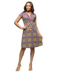 24seven Comfort Apparel - Maternity Floral Print Short Sleeve Knee Length V-Neck Wrap Dress - Lyst