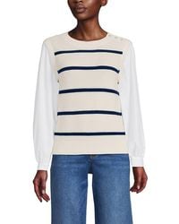 Lands' End - Drifter Shaker Button Shoulder Sweater Vest With Poplin Sleeves - Lyst