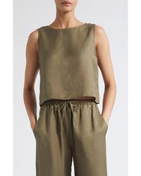 Leset - Daniel Linen Blend Sleeveless Crop Top - Lyst