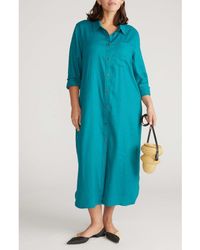 UNIVERSAL STANDARD - Odeon Long Sleeve Stretch Linen Blend Shirtdress - Lyst