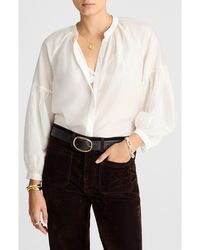Madewell - Shirred Balloon Sleeve Button-Up Top - Lyst