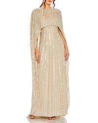 Mac Duggal - Embellished Beaded Column Cape Gown - Lyst