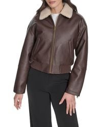 Levi's - Faux Leather Bomber Jacket With Faux Shearling Collar - Lyst