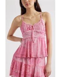 BP. - Floral Mesh Ruffle Trim Camisole - Lyst