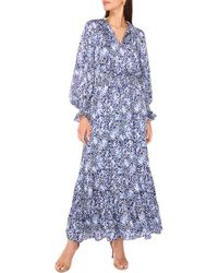 Vince Camuto - Metallic Abstract Print Long Sleeve Maxi Dress - Lyst