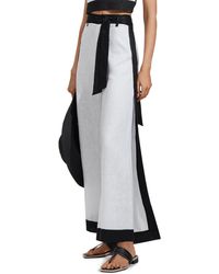 Reiss - Harlow Belted Colorblock Linen Cover-up Pants - Lyst