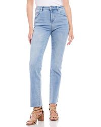 Karen Kane - Raw Hem Straight Leg Jeans - Lyst