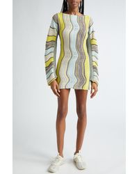 VITELLI - Peacock Stripe Long Sleeve Mini Sweater Dress - Lyst