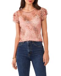 Vince Camuto - Tiered Ruffle Foil Mesh Top - Lyst