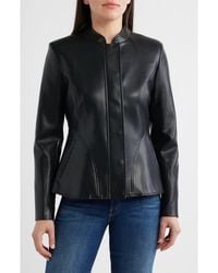 Via Spiga - Zip Front Faux Leather Jacket - Lyst