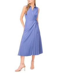Halogen® - Pleated Faux Wrap Dress - Lyst