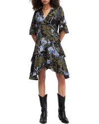 AllSaints - Meagan Floral Print Wrap Dress - Lyst