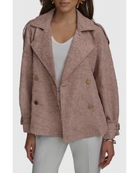 Donna Karan - Textured Double Breasted Trench Jacket - Lyst