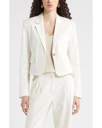 Nordstrom - Crop One-Button Linen Blend Blazer - Lyst