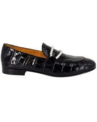 Madison Maison - Leather Croc Embossed Pearl Flat Loafer - Lyst