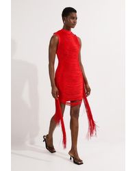 Karen Millen - Knit Tassel Mini Dress - Lyst