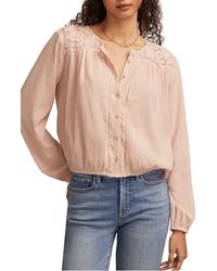 Lucky Brand - Lace Inset Bubble Hem Cotton Button-Up Shirt - Lyst