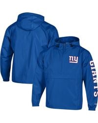Champion - New York Giants Packable Hooded Windbreaker Half-Zip Jacket - Lyst