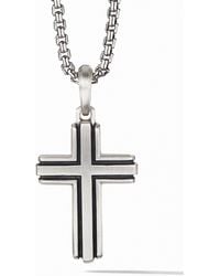 David Yurman Men's Deco Silver Cross Enhancer - Metallic