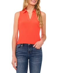 Cece - Sleeveless Crepe Knit Polo - Lyst