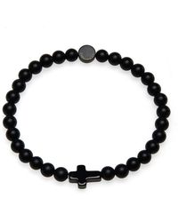 Caputo & Co. - Onyx Cross Bead Stretch Bracelet - Lyst