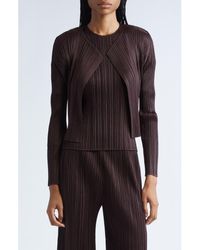 Pleats Please Issey Miyake - Monthly Colors July Pleated Open Front Cardigan - Lyst