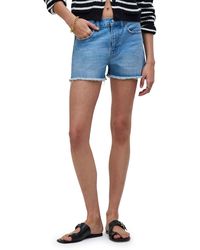 Madewell - Frayed Relaxed Mid Length Denim Shorts - Lyst
