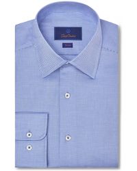 David Donahue - Slim Fit Dobby Micro Check Cotton Dress Shirt - Lyst