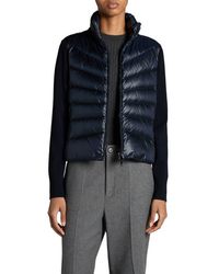 Moncler - Quilted Down & Wool Knit Cardigan - Lyst