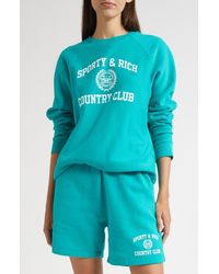 Sporty & Rich - Varsity Crest Crewneck Graphic Sweatshirt - Lyst
