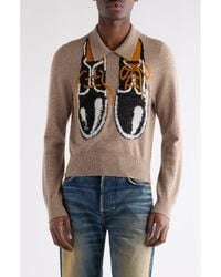 Acne Studios - Klastron Shoes Intarsia Richard Wool & Yak Hair Blend Polo Sweater - Lyst